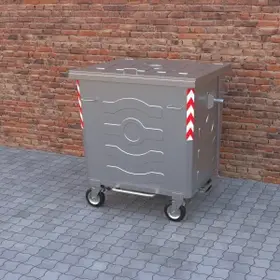 1100 LT Pan Model Metal Galvanized Waste Container with Metal Lid - Environmental Technologies - BDB.11100-A / Metal Kapaklı / Tavalı Model