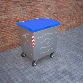 1100 LT Pan modèle en métal galvanisé Récipient à ordures avec couvercle en plastique - Technologies environnementales - BDB.11100-A / Plastik Kapaklı / Tavalı Model