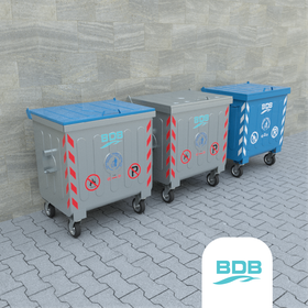 حاوية نفايات معدنية مجلفنة سعة 400 لتر - التقنيات البيئية - BDB.10400-A