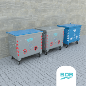 770 LT Metal Galvanized Waste Container - Environmental Technologies - BDB.10800-A / Düz Kapak