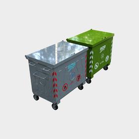 770 LT Metal Galvanized Waste Container - Environmental Technologies - BDB.10800-A / Düz Kapak