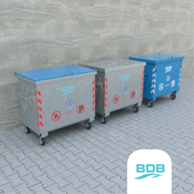 770 LT Metal Galvanized Waste Container - Environmental Technologies - BDB.10800-A / Düz Kapak
