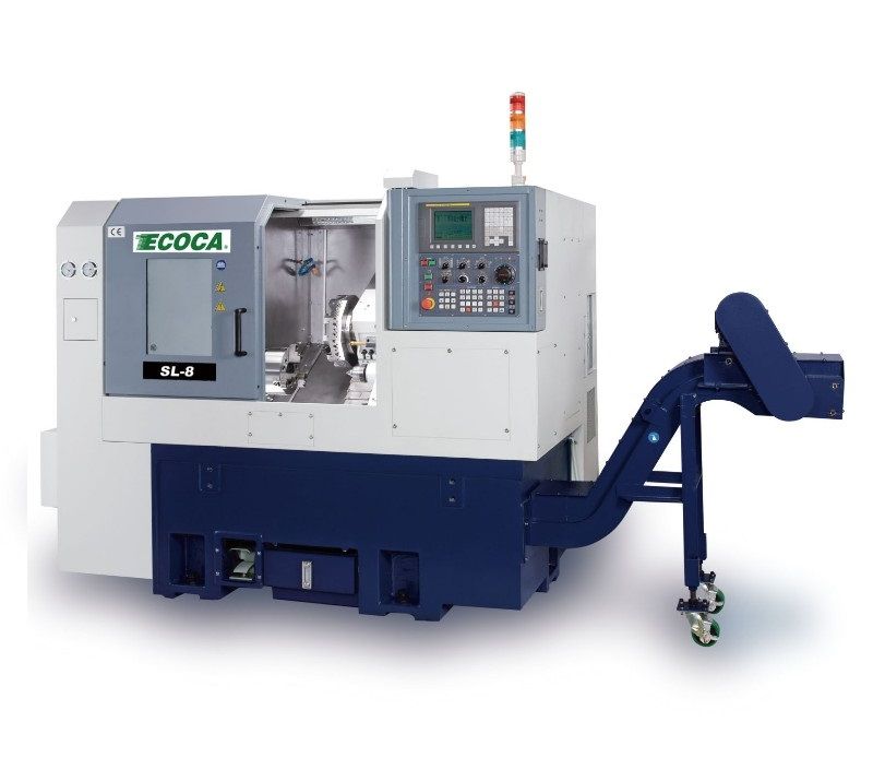 8 CNC Horizontal Lathe - Linear Slide - 30 Degree Inclined Table