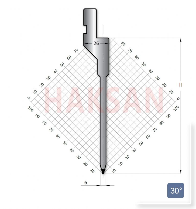 Abkant Mold-Upper Bending Mold-Axe Type Long Blade-30 Degree