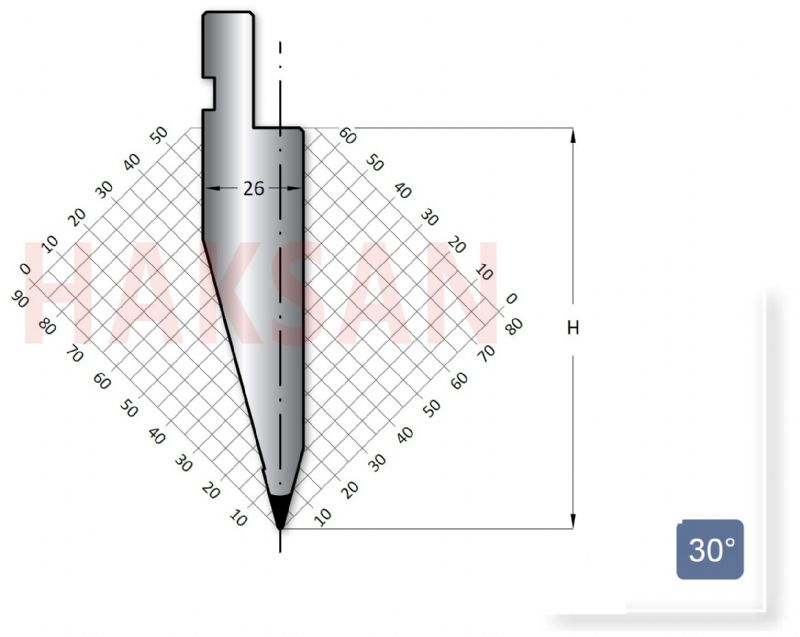 Abkant Mold-Upper Bending Mold-Axe Type Long Blade-30 Degree
