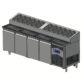 Csa 4 Door Pizza Preparation Cabinet, 235*70*109 cm - Industrial Kitchen Machinery and Equipment - CSA4KAPLPI