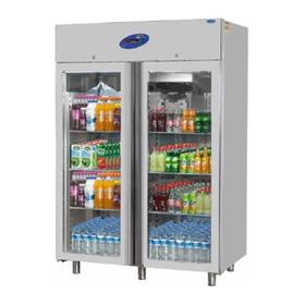 Csa Inox Upright Refrigerator with Two Glass Doors, 304 Chrome, 1200 Lt. 