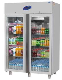 Csa Inox Kühlschrank mit zwei Glastüren, 430 Chrom, 1200 Lt. - Industrielle Küchenmaschinen und -geräte - CSANOXDIKT
