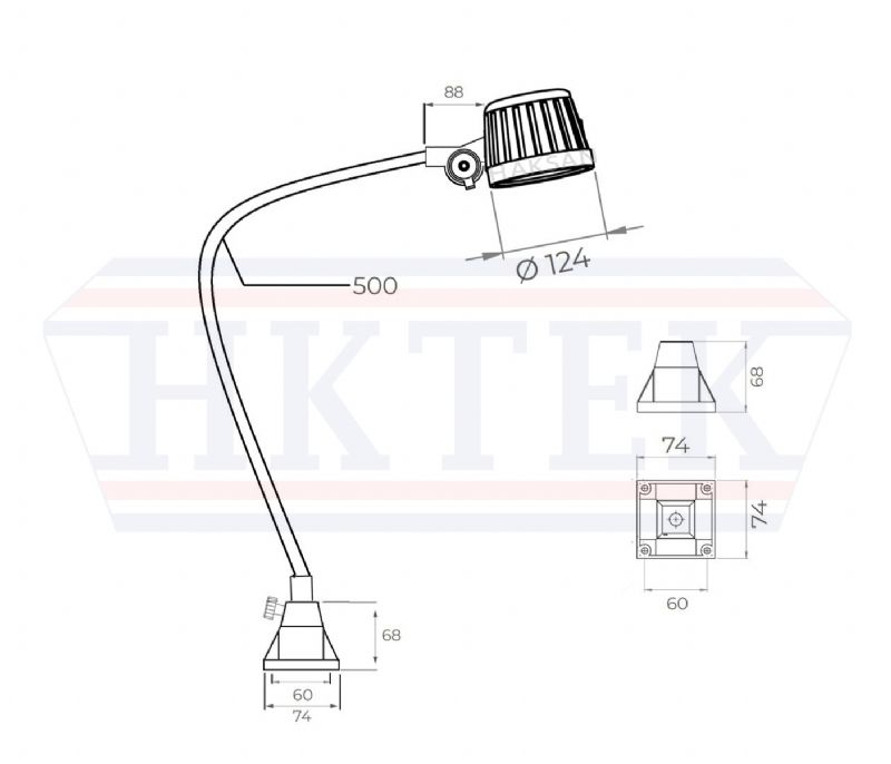 مصباح إضاءة الماكينة LED المرن IP-67 بذراع حلزوني - 18 وات - 2520 لومن - آلات ومعدات معالجة المعادن - LS-12