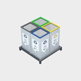 Cube 4-pack Recycling-Buchse – 2 - Umwelttechnologien - BDB.50115-A