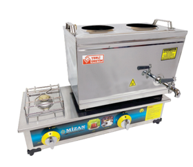 Mizan 2 Teapot Chrome Tea Boiler, 19 lt, 430 Quality, Double Bottom, Natural Gas Ce Certified