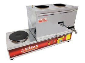 Mizan 2 Teapot Chrome Electric Tea Boiler, 19 lt, 430 Quality, With Plate - Industrial Kitchen Machinery and Equipment - MIZAN2DEML