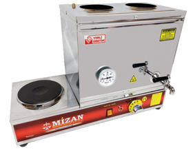 Mizan 2 Teapot Chrome Electric Tea Boiler, 26 lt, 430 Quality, With Plate, - Industrial Kitchen Machinery and Equipment - MIZAN2DEML