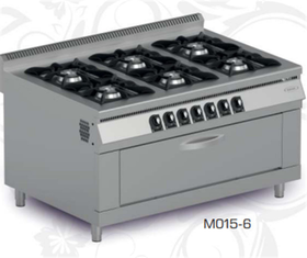 Pimak 6 Burner Range Cooker, Gas/Cylinder, Ce Certificated, 150×100×85 Cm - Industrial Kitchen Machinery and Equipment - PIMAK6GZLK
