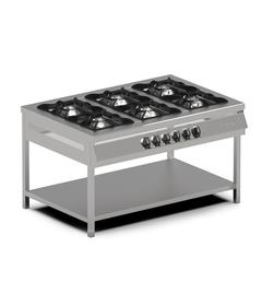 Pimak Hob with Base Shelf, 6 Burners, Gas/Cylinder, Ce Certificated, 150×100×85 Cm - Industrial Kitchen Machinery and Equipment - PIMAKTABAN
