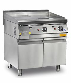 Pimak Semi-Corrugated Plate Grill, mit Bodenschrank, elektrisch, 80×70×85 Cm