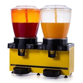 Samixir Twin Spout Cold Drink Dispenser, 22+22 L, Panoramic, Analog, Yellow