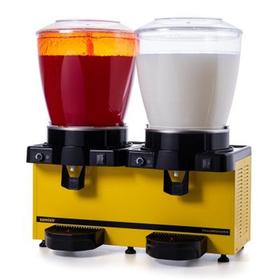 Samixir Twin Cold Drink Dispenser with Sprayer and Mixer, 22+22 L, Panoramic, Analog, Yellow