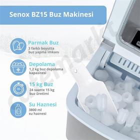 Şenox BZ15 Machine à glace 15 kg/jour Capacité - Machines et équipements industriels de cuisine - ENOXBZ15BU