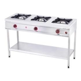 Silverinox, Erdgas, CE zertifiziert, Drei-Burner Midi Kocher mit Basis Regal - Industrielle Küchenmaschinen und -geräte - SILVERINOX