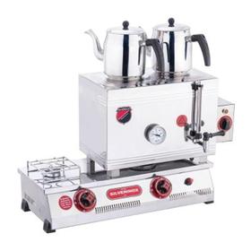 Silverinox، كهربائي + غاز طبيعي / أسطواني، حاصل على شهادة CE، قاعدة مزدوجة ملحومة 40 بوصة، غلاية شاي طبقية، إبريق شاي مزدوج - آلات ومعدات المطبخ الصناعية - SILVERINOX