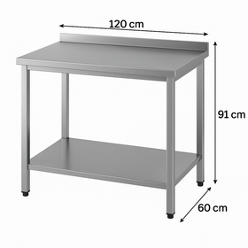 Edelstahl Chrom Küchenarbeitsplatte mit Basisregal, 120 X 60 X 85 cm, 430 Stahl - Industrielle Küchenmaschinen und -geräte - TABANRAFLP