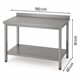 Edelstahl Chrom Küchenarbeitsplatte mit Basis Regal, 190 X 60 X 85 cm, 430 Stahl