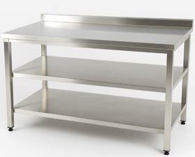 Stainless Chrome Work Bench with Base and Intermediate Shelf, 100*60*85 cm